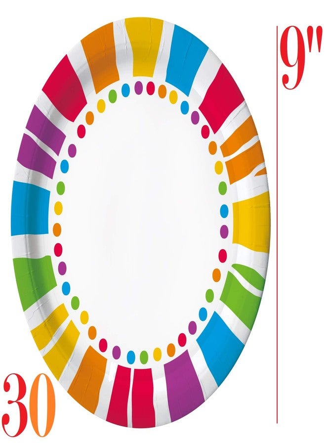 أوجامي مجموعة لوازم حفلات قوس قزح من أوجامي - تكفي 30 ضيفًا | أطباق وأكواب ومناديل ورقية للاستخدام مرة واحدة | مجموعة أدوات مائدة ملونة لأعياد الميلاد وحفلات الأطفال والاحتفالات - Image 2